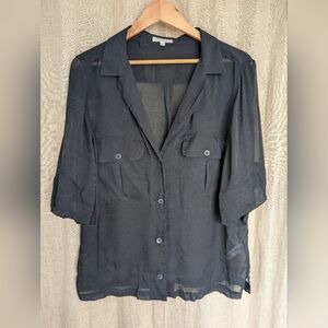 Equipment Patterned Sheer Silk Blouse